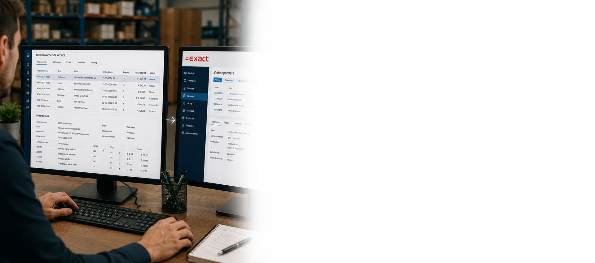 Orderverwerking gekoppeld aan Exact Online