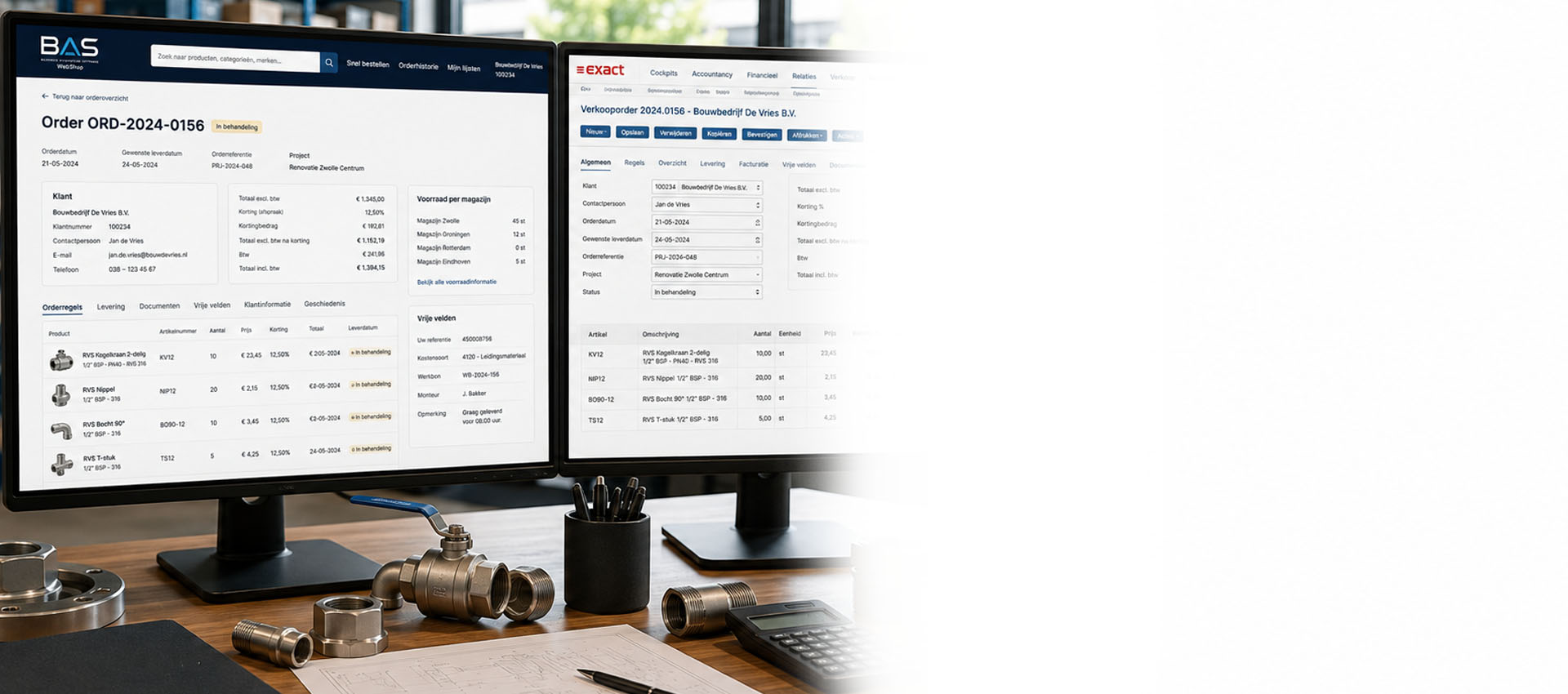 BaS PIM gekoppeld aan webshop en Exact Online